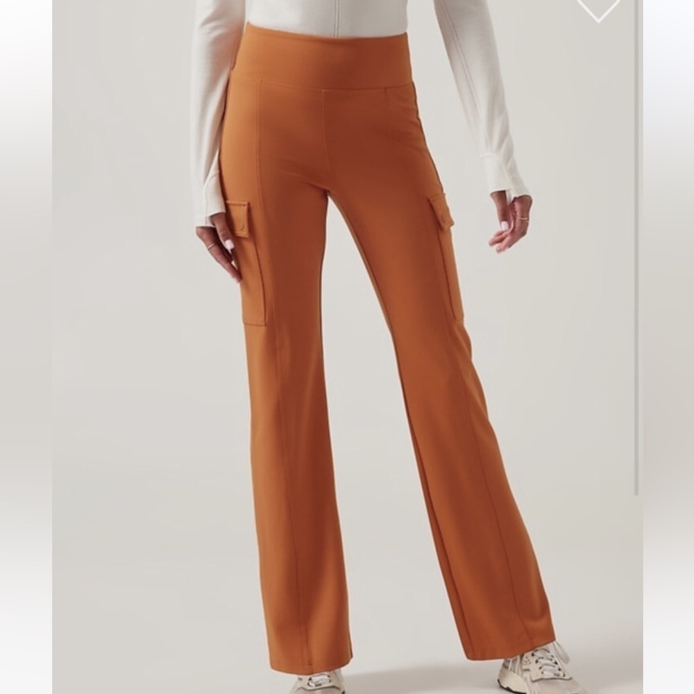 Athleta Delancey Straight Cargo Pant Foliage Orange leggings